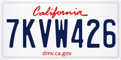 CA license plate 7KVW426