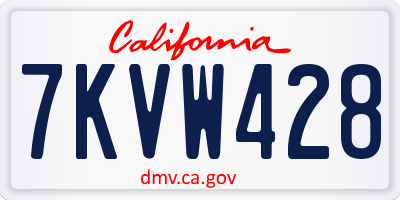 CA license plate 7KVW428