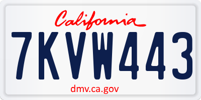 CA license plate 7KVW443