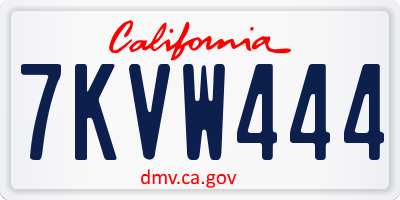 CA license plate 7KVW444