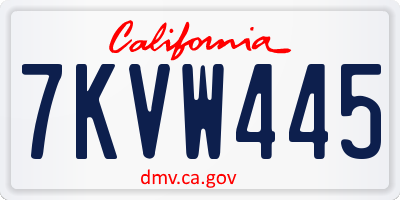 CA license plate 7KVW445