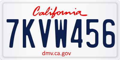 CA license plate 7KVW456