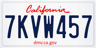 CA license plate 7KVW457
