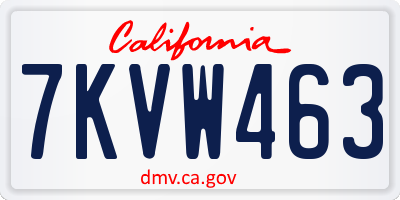 CA license plate 7KVW463