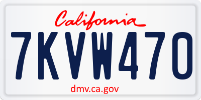 CA license plate 7KVW470