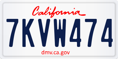 CA license plate 7KVW474