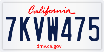CA license plate 7KVW475