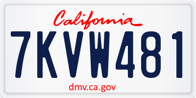 CA license plate 7KVW481