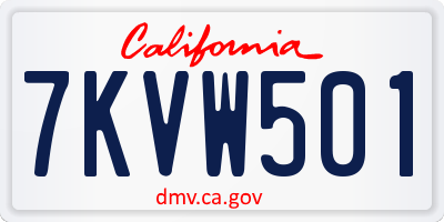 CA license plate 7KVW501