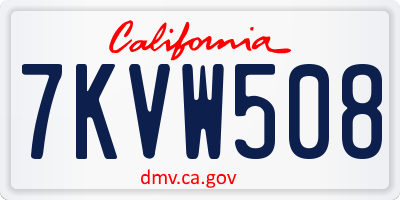 CA license plate 7KVW508