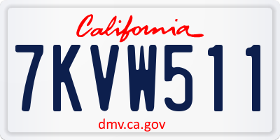 CA license plate 7KVW511