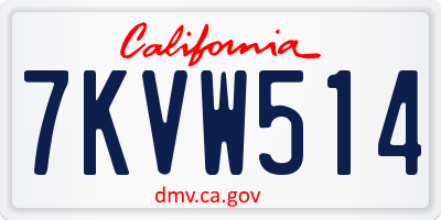 CA license plate 7KVW514