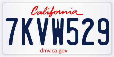 CA license plate 7KVW529