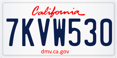 CA license plate 7KVW530