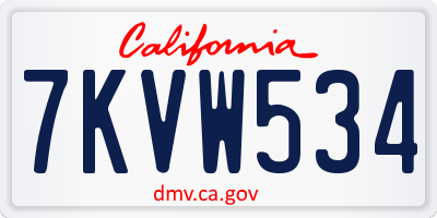 CA license plate 7KVW534