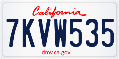 CA license plate 7KVW535