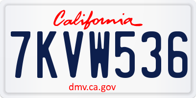 CA license plate 7KVW536