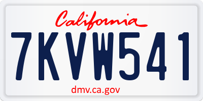 CA license plate 7KVW541