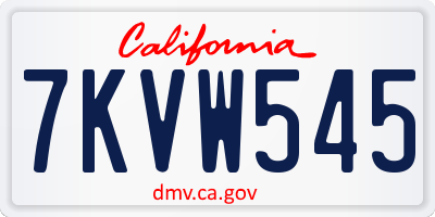 CA license plate 7KVW545