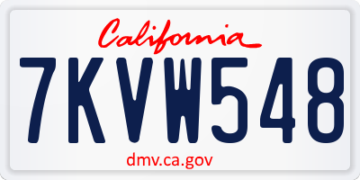 CA license plate 7KVW548