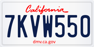 CA license plate 7KVW550