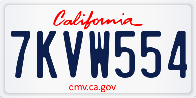 CA license plate 7KVW554