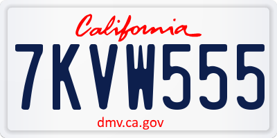 CA license plate 7KVW555