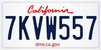 CA license plate 7KVW557
