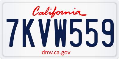 CA license plate 7KVW559