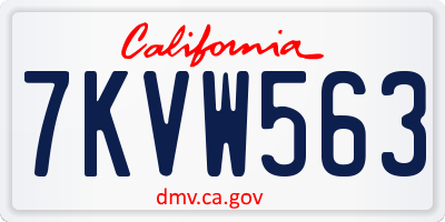 CA license plate 7KVW563