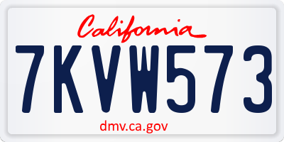 CA license plate 7KVW573