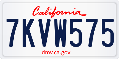 CA license plate 7KVW575