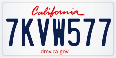 CA license plate 7KVW577