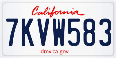 CA license plate 7KVW583