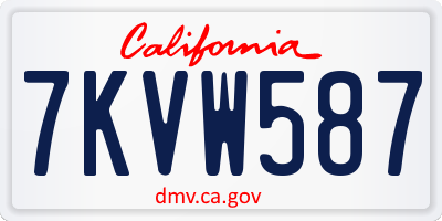 CA license plate 7KVW587