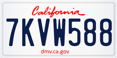 CA license plate 7KVW588