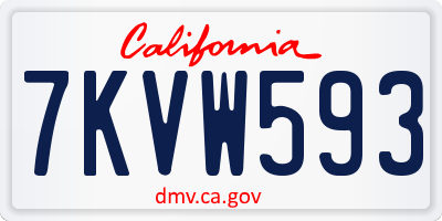 CA license plate 7KVW593