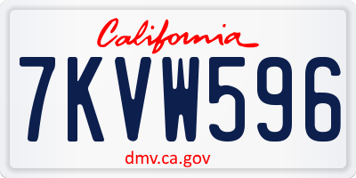 CA license plate 7KVW596