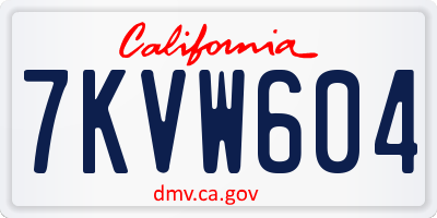 CA license plate 7KVW604