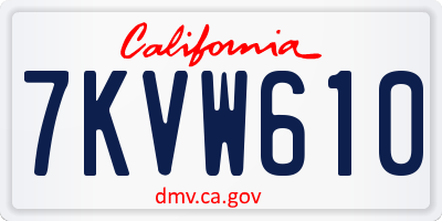 CA license plate 7KVW610