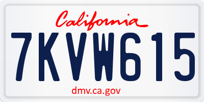 CA license plate 7KVW615