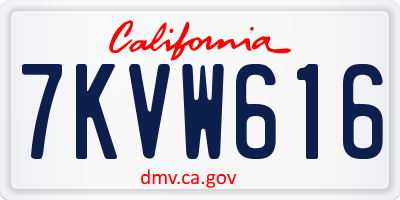 CA license plate 7KVW616