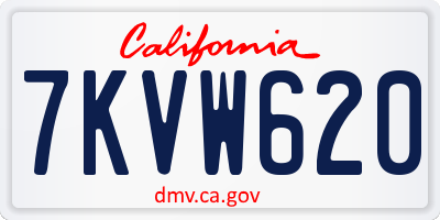 CA license plate 7KVW620