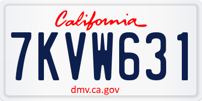 CA license plate 7KVW631