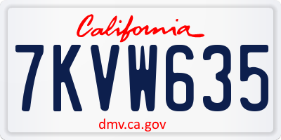 CA license plate 7KVW635