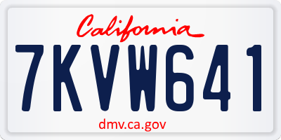CA license plate 7KVW641