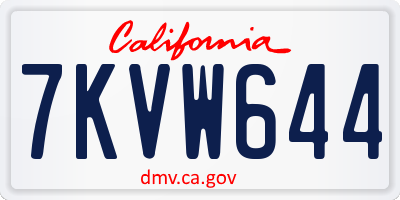 CA license plate 7KVW644