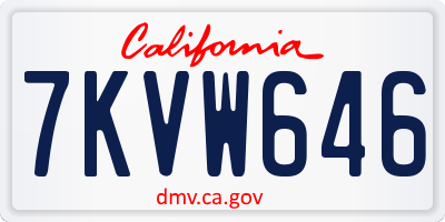 CA license plate 7KVW646