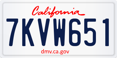 CA license plate 7KVW651