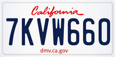 CA license plate 7KVW660